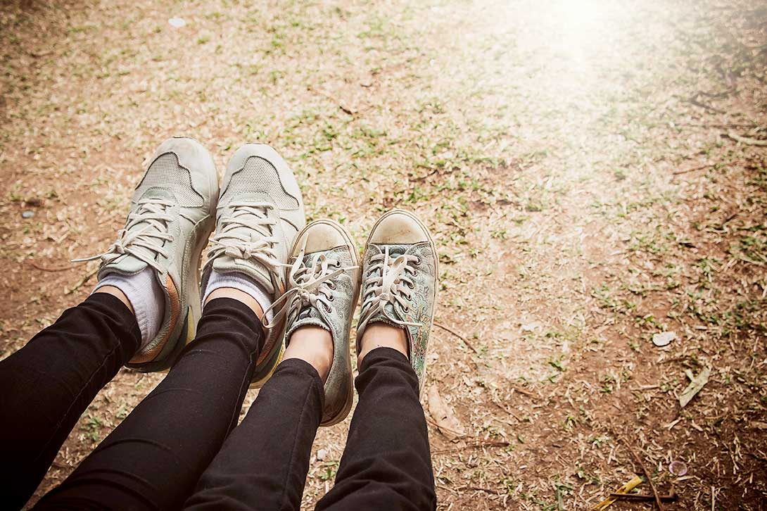 top view of legs and feet