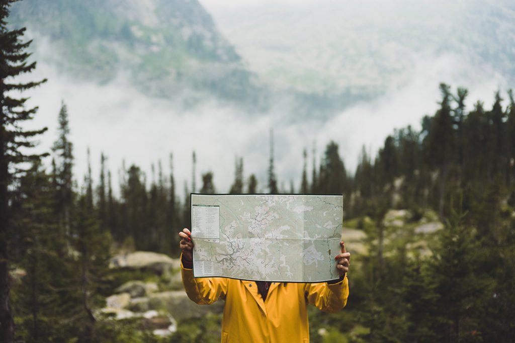 hiker with map